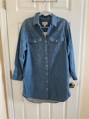 Universal Thread Denim Button-Front Shirt Dress - Medium Blue